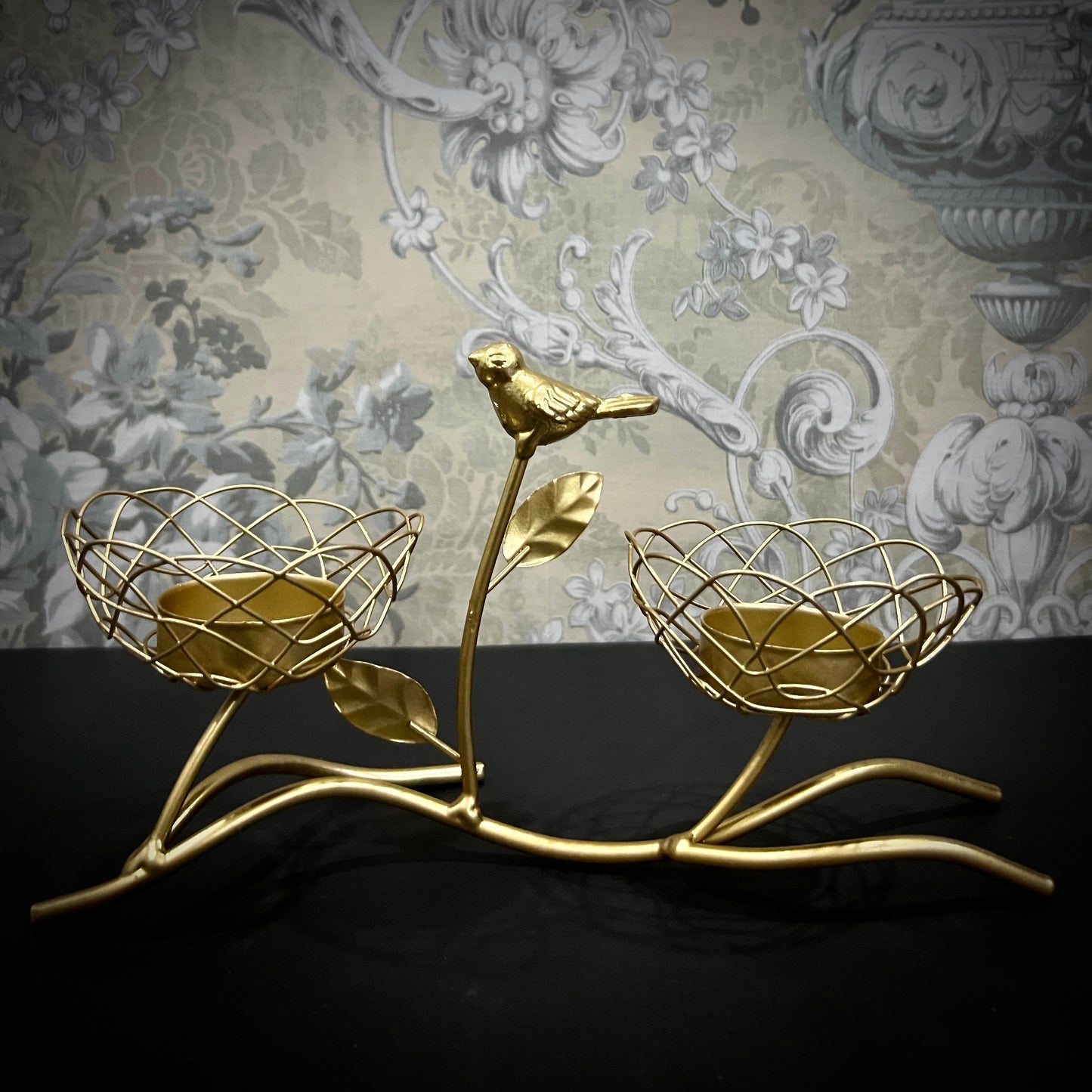 Golden Songbird Candle Holder