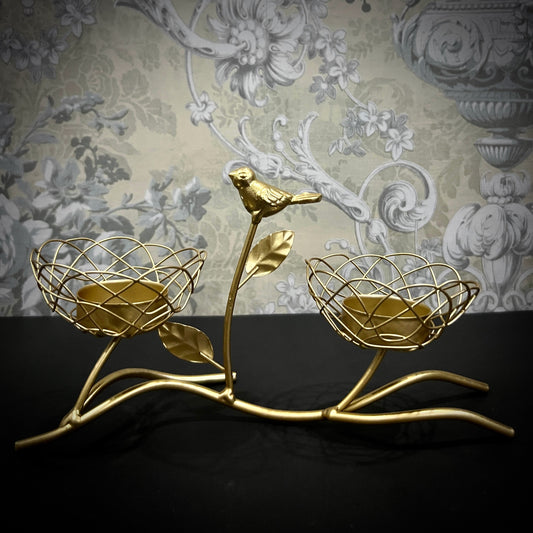 Golden Songbird Candle Holder