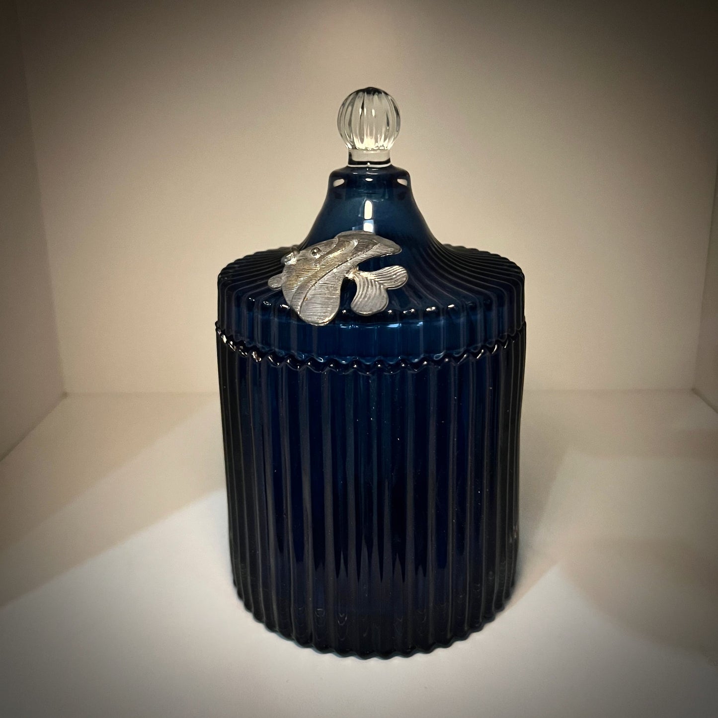Blue Fin Glass Jar